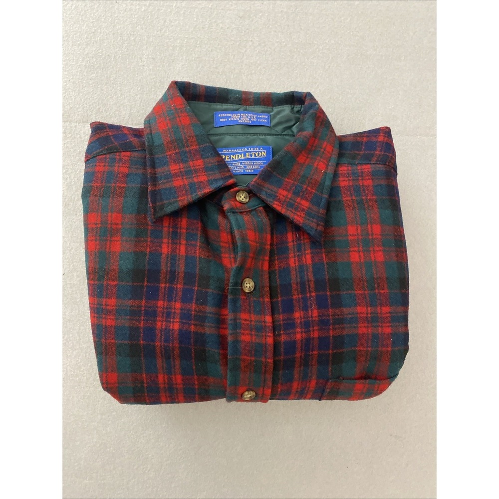 Vintage Pendleton Flannel Men's Medium Button Up Shirt Multicolor Plaid Wool